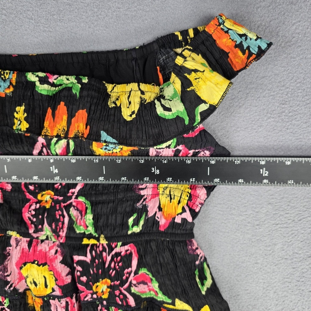 Urban Outfitters Dress Womens Large Black Floral Off Shoulder Smocked Sundress - Picture 6 of 9